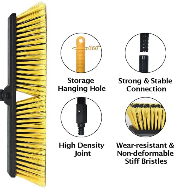 Garden  Heavy Duty Push Broom Floor And Cleaning Sweeping Plastic Brush Outdoor Stiff Sweeping Magic Brooms With Long Handle