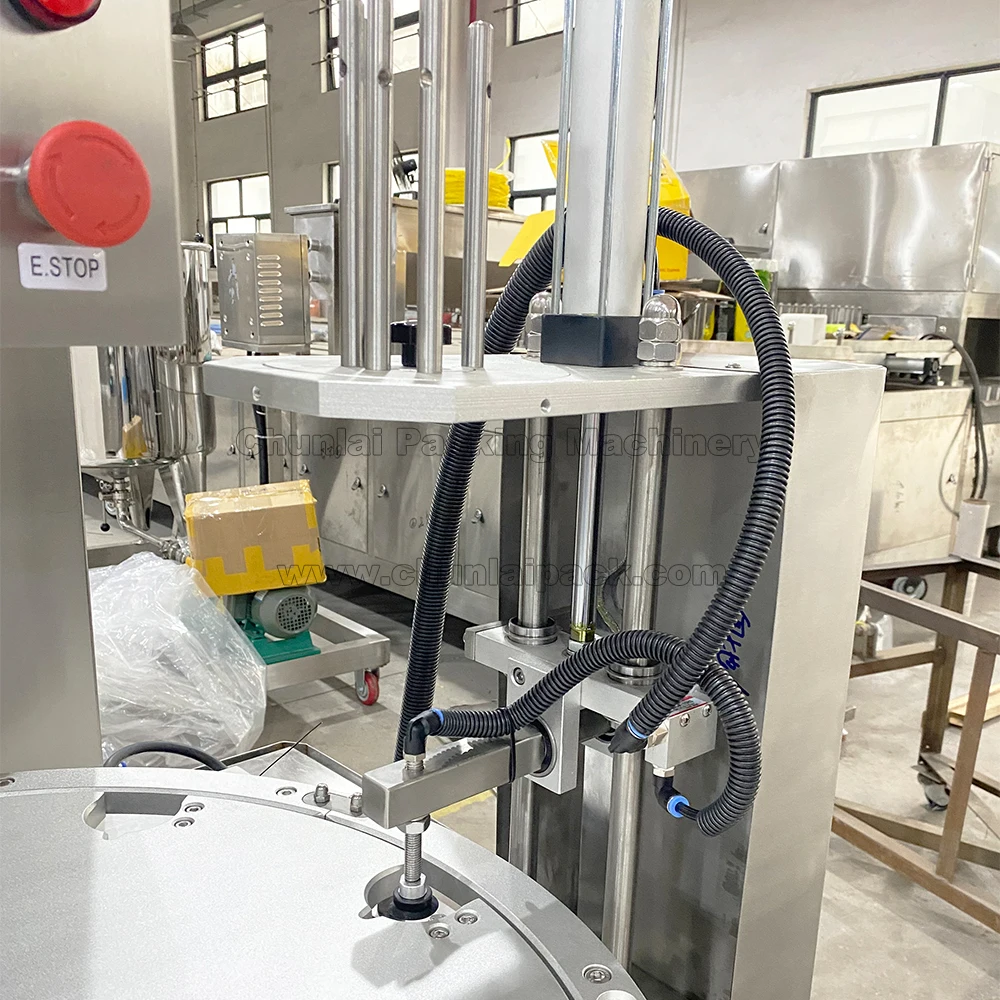 Full Automatic Potato Chips Can Top Cover Sealing Packaging Machine