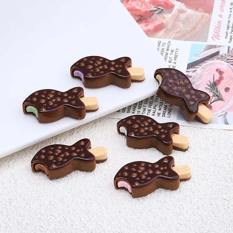 Hot Sales Diy Phone Case Hair Accessories Resin Pendant Resin Little Fish Chocolate Ice Cream For Decoration