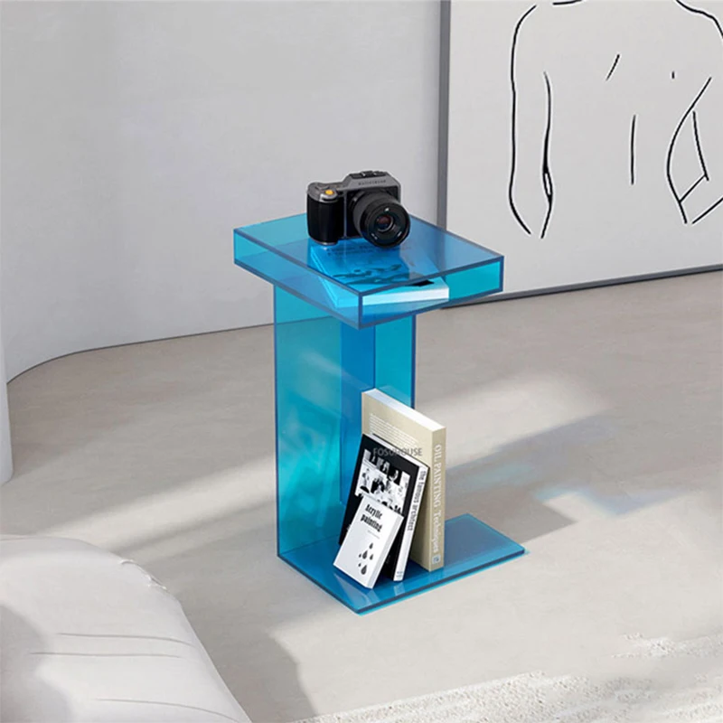 Luxury Fashion Coffee Table Living Room Bookshelf Side Table Transparent Colorful Smart Modern Rectangular Folded Acrylic Large