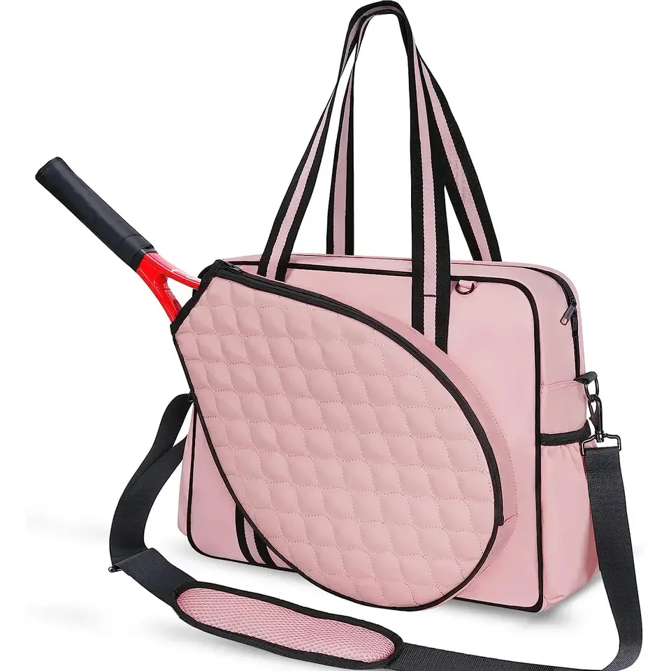 High Quality Water Resistant Leather Shoulder Travel Pickleball Paddles Bag Beach Tennis Rackets Bag For Women