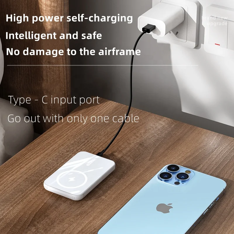 Mini Portable High Capacity Charger Wireless Fast Charging External Battery Pack 5000mAh Magnetic Power Bank for iPhone Android