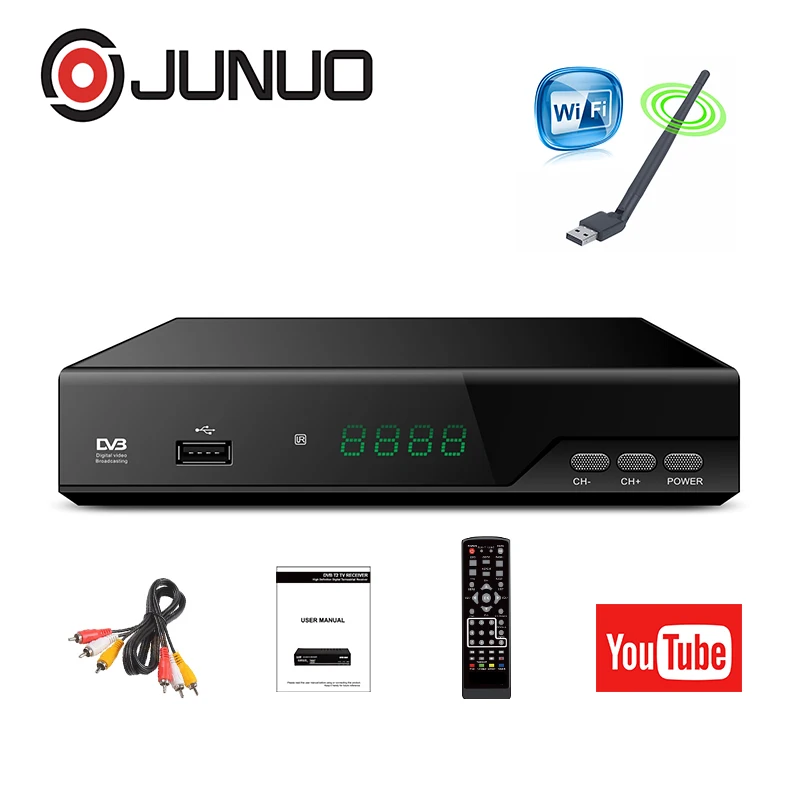 Цифровой ТВ коробка dvb t2 тюнер DVB-T2 c hdmi приемник Wi Fi youtube m3u плеер