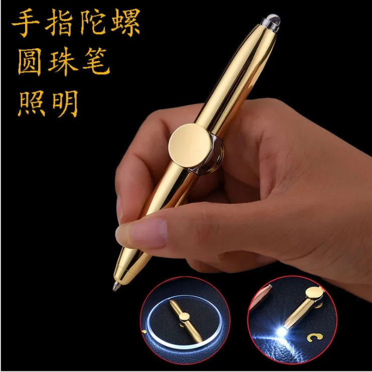 NEW Metal Fidget Spinner Led Pen Creative Stationery Multifunctional Rotating Spinning Pen Light Decompression Toy Gyro Spinner Pen