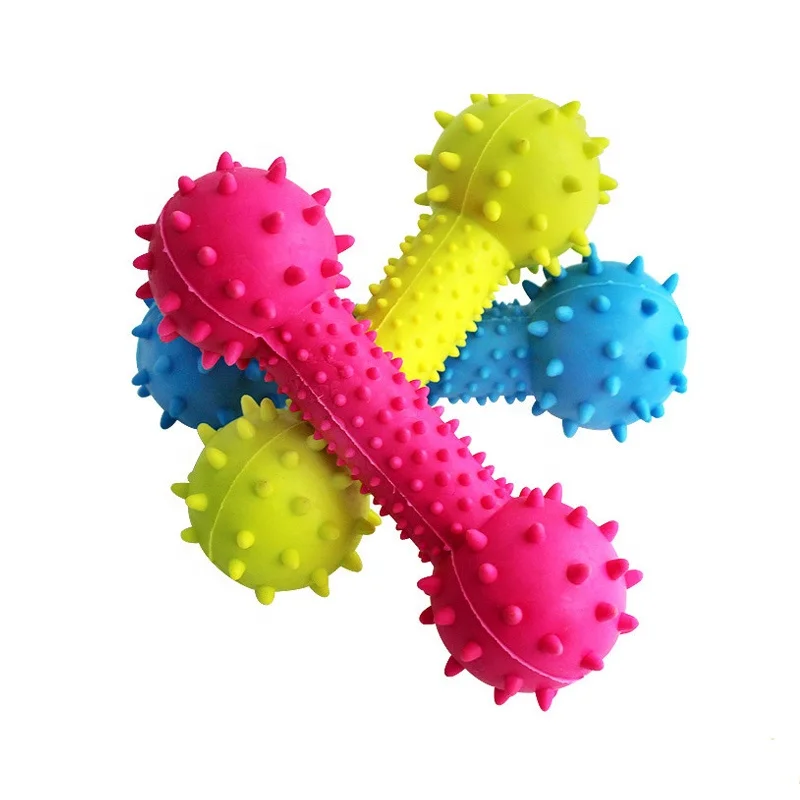 squeaky chew TPR double bells dumbbells pet toys dog toy
