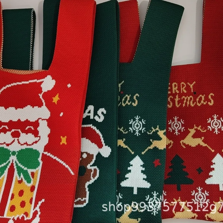 New Mini Purse For Christmas Cute Knitted Tote Bag Santa Gift Handbag Custom Christmas Party Bags