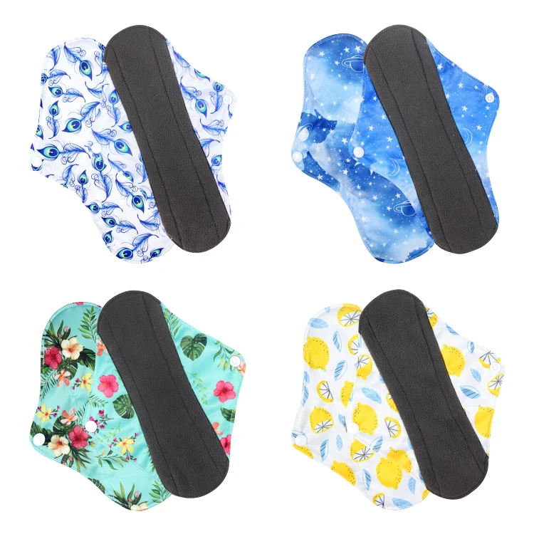 Organic Bamboo Cotton Menstrual Sanitary Napkin Pad manufacturing Washable Reusable Ladies Women Sanitary Cloth Pads for Girls