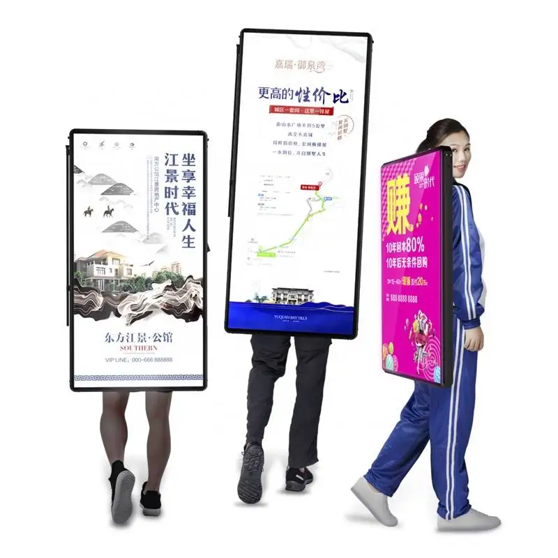 Promotional portable led advertising backpack human walking billboard light box