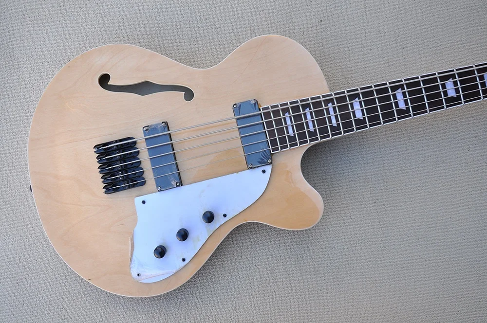 Flyoung 5 Strings Electric Bass Guitar Rosewood Bass Guitar F Hole Body Bass