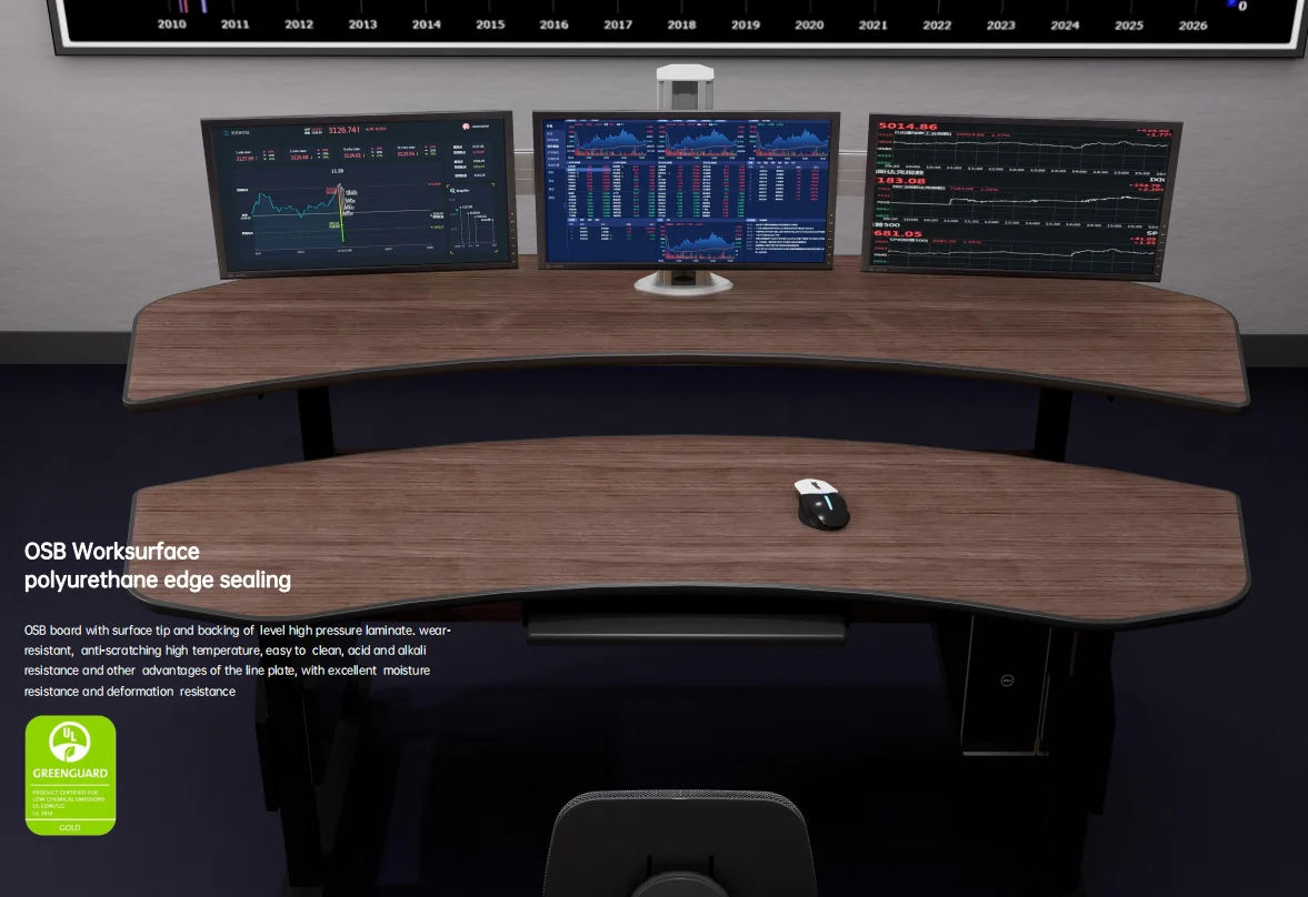 kesino custom curved multi-position double-surface console commercial furniture desk lift adjustable financial trading console