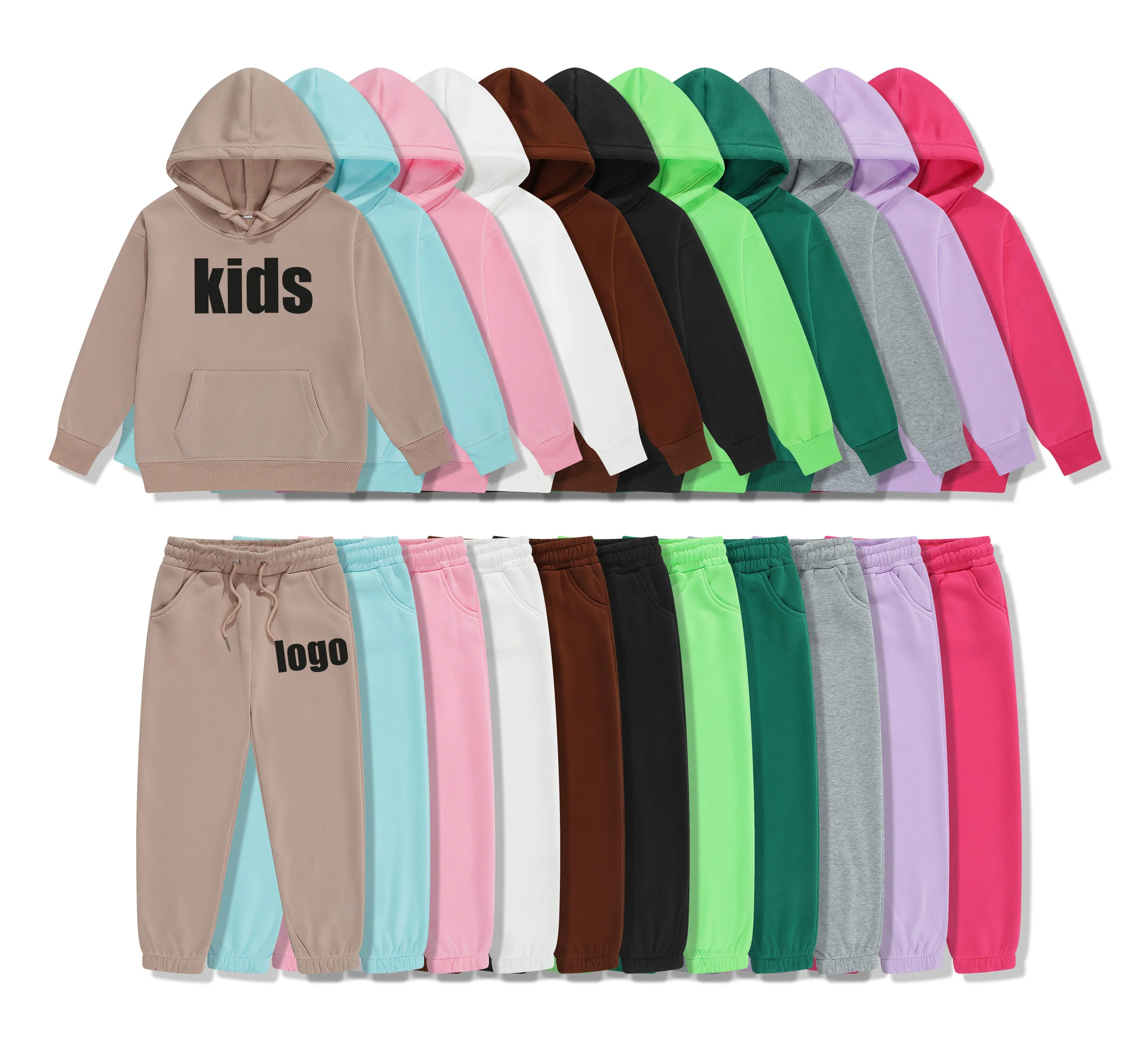 Wholesale Kids custom tracksuit cheap best quality 100% polyester / cotton Sweatsuit factory prices private tech fleece jogging
