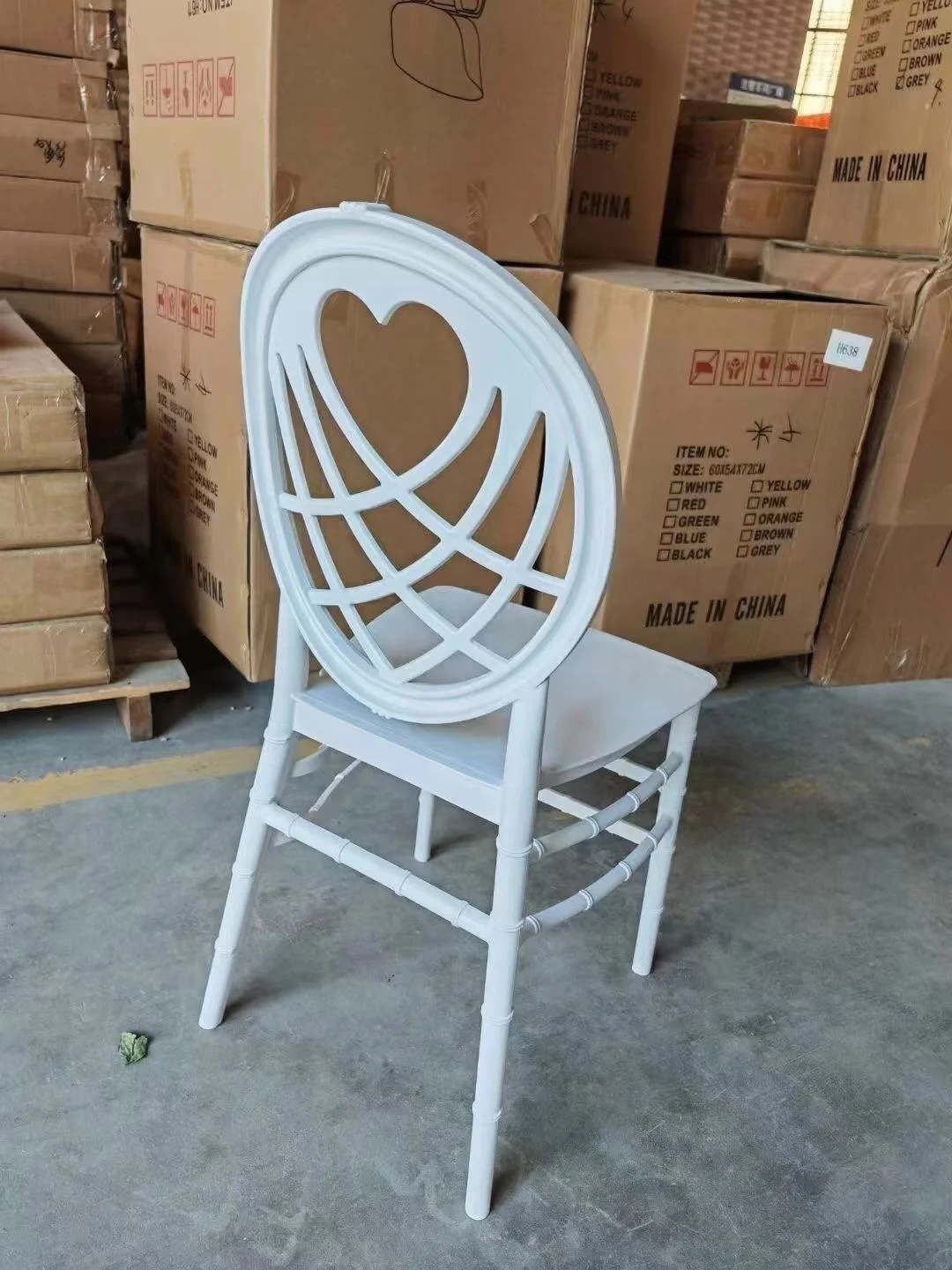 white stackable heart shape plastic pp chairs hotel chivari chairs events wedding dining chair
