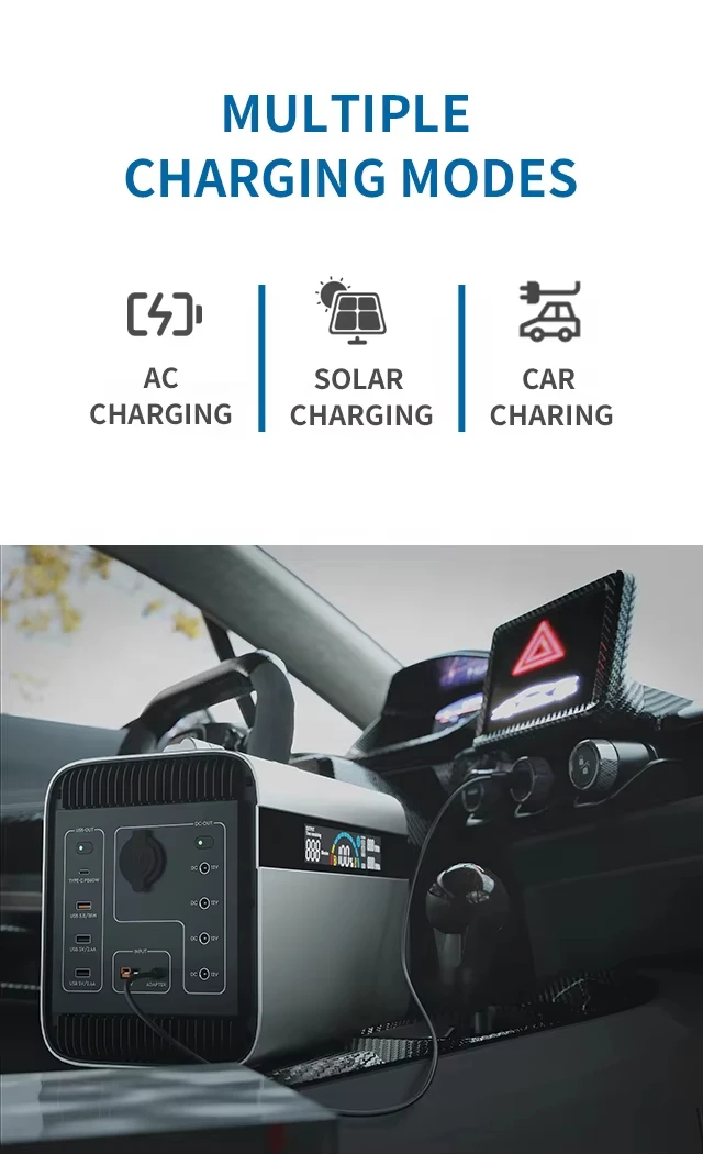 1000W Portable Power Station Power Bank With Pd Ports,Wireless Charger For Outdoor Rv,Camping Emergencies