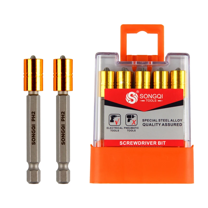 SONGQI Screwdriver Bit S2 Steel 10pcs/set 65mm  Hex Shank Screw Drivers long magnetic circle screwdriver set