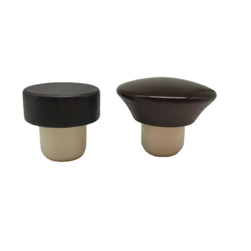 Wholesale Vodka Tequila Whisky Bottle Cork Stopper With Wooden Top Lids Bottle Stopper Closure T-shape Synthetic Corks