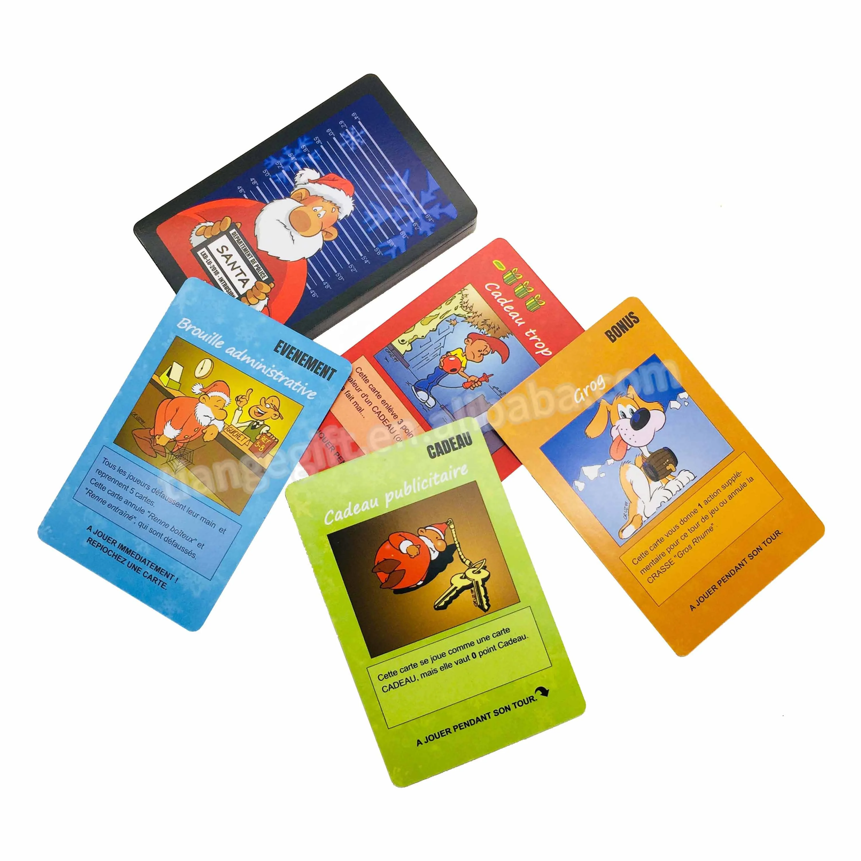 Custom high quality christmas red family blue core paper card games with rigid box