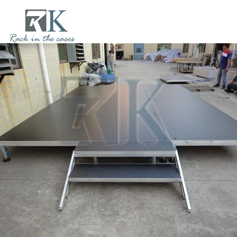 aluminum trolley within 10pcs stage platform stages with adjustable legs steps guard rail outdoor concert stage on sale