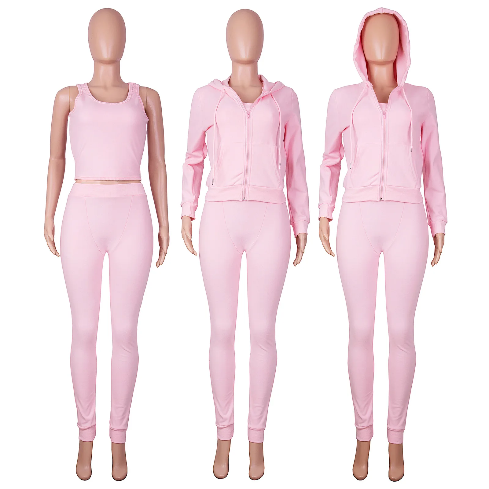 2022 Winter Sets Women Tank Top Hoodies Jackets and Sweatpants Matching Set Sportswear Jogging Suits Women 3 Piece Workout Set