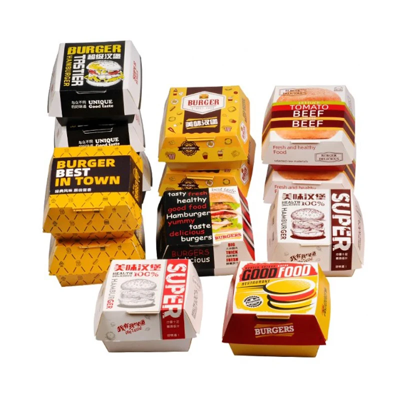 Customized Printed Eco Friendly Disposable Fast Food Packaging French Fries Take Out Container Box