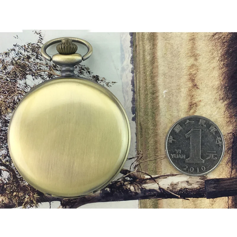 skeleton watch American Double Open Cover Design Glossy Retro Mechanical Pocket Watch Pendent watch