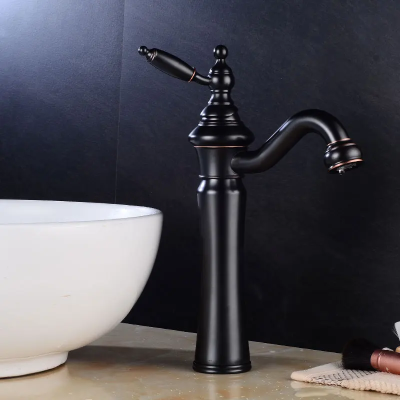 Brass Black European Style Basin Faucet Rotating Bathroom Faucet Hot And Cold Water Faucet B1612