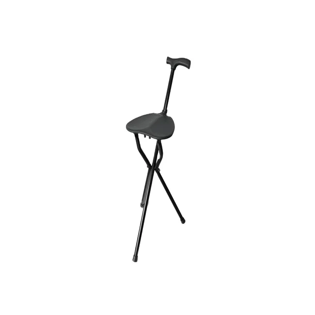 Aluminum elderly folding walking cane with chair