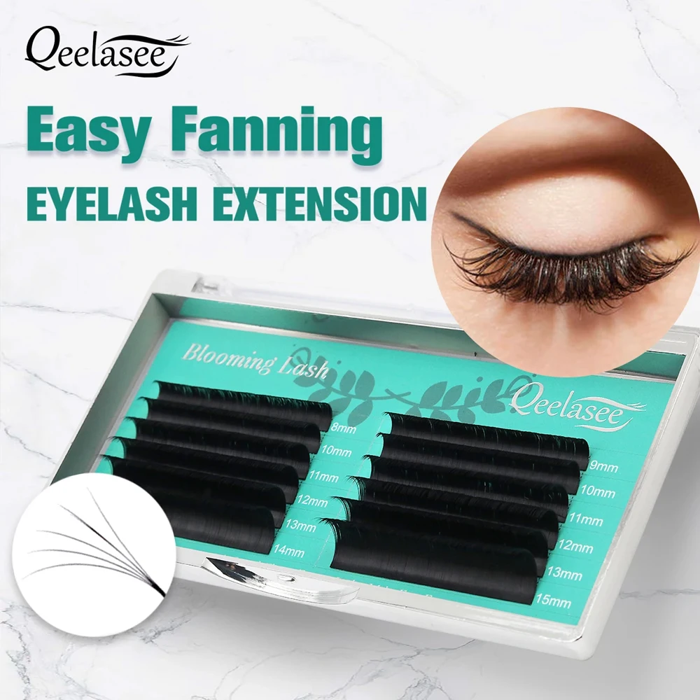 New Korea PBT black natural easy fanning lash extension smart volume lashes auto blooming lashes easy fan eyelash extension mink