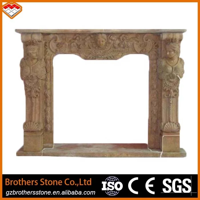 Guangzhou Stone Supplier Beige White Marble Fireplace Surround Mantel Modern Insert for Indoor Freestanding Installation