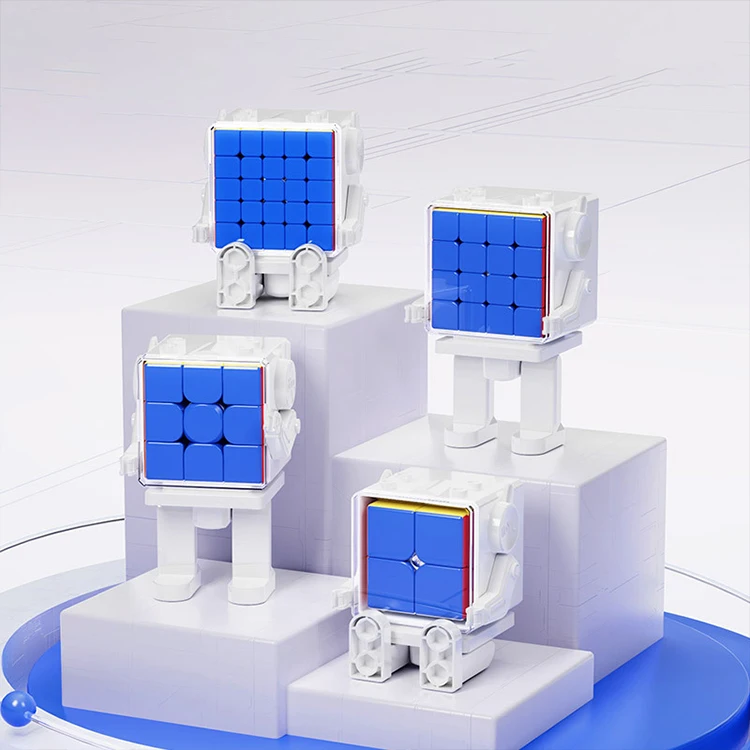 New Meilong 3M Magnetic Magic Cube with Cube Robot For Stickerless Cute Speed Puzzle Cubes Toy