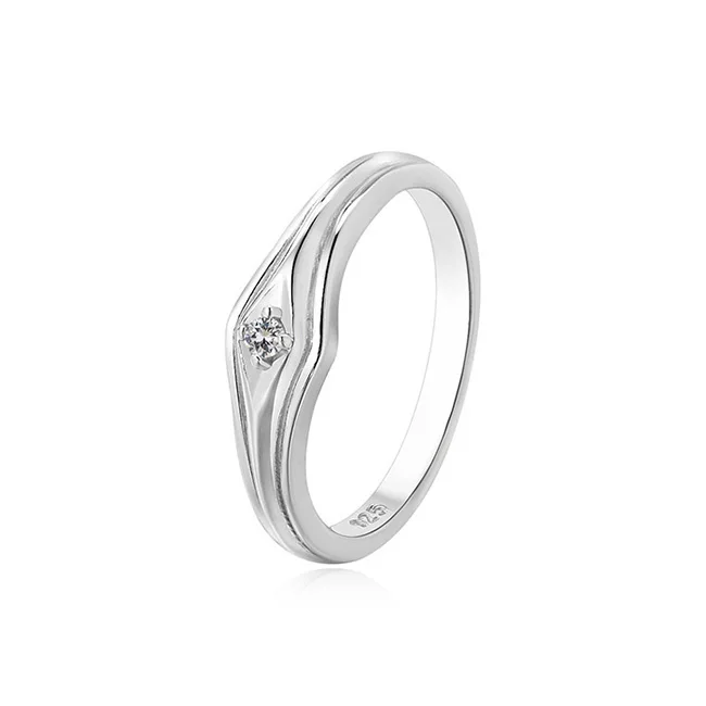 925 sterling silver single stone ring Silver Bridal Ring