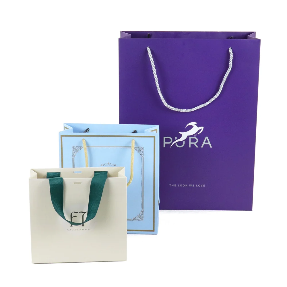 luxury shopping clothing paper bag a5 size accept customized printing packaging cardboard jewellery paper bags with logo