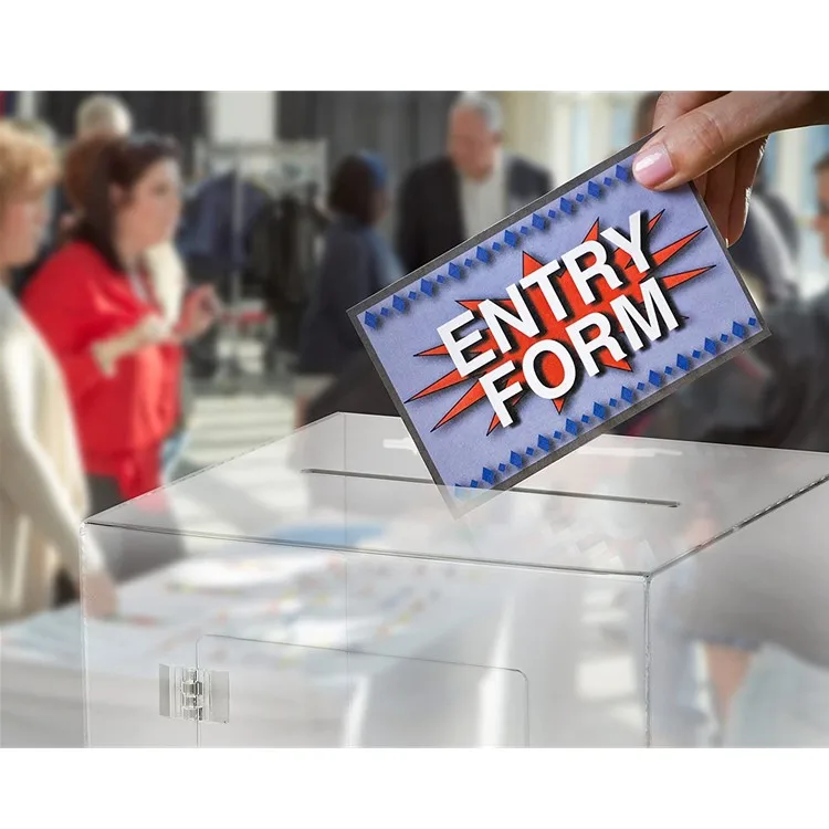 10x10 inch Durable Acrylic Ballot Donation Box with Easy Open Rear Door