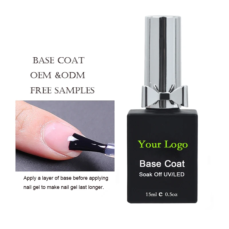 Professional Nail Salon Wholesale Bulk Base Coat Gel Nail Polish 15ml Black Bottle Odorless Base Coat for nails
