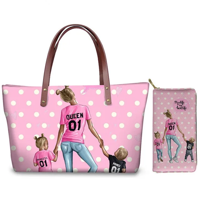 Super Mom Purse & Wallet 2pcs/set Brand Designer Handbag Bags for Women Summer Beach Tote Bags mother day gift
