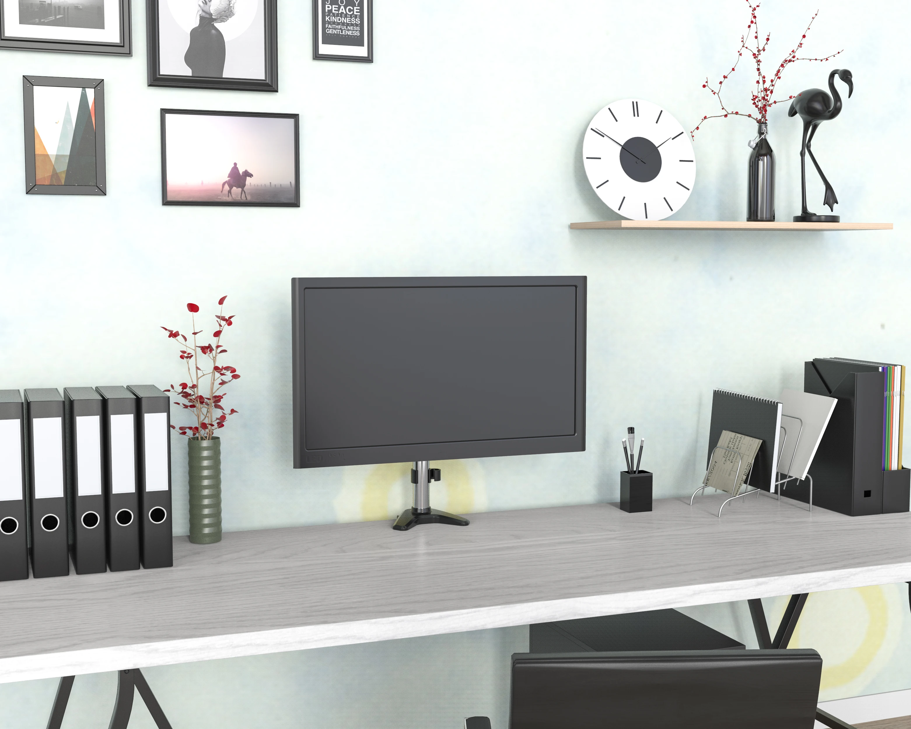 V-mounts Fully Adjustable Single Monitor  Desk Mount Stand for Screen up to 32 Inches