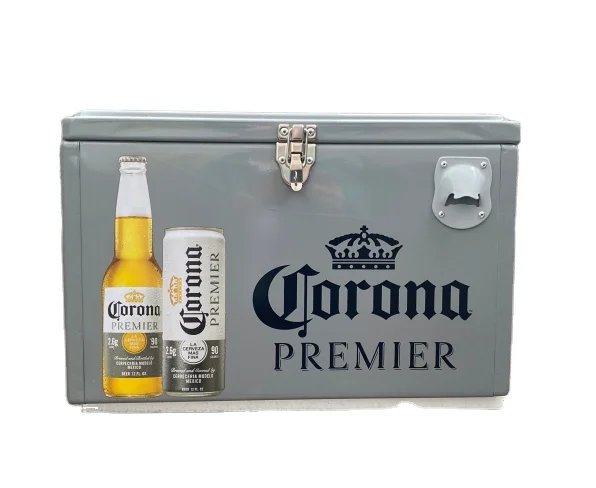 15L Outer Metal Cooler Retro Portable Ice Beverage Cooler Box