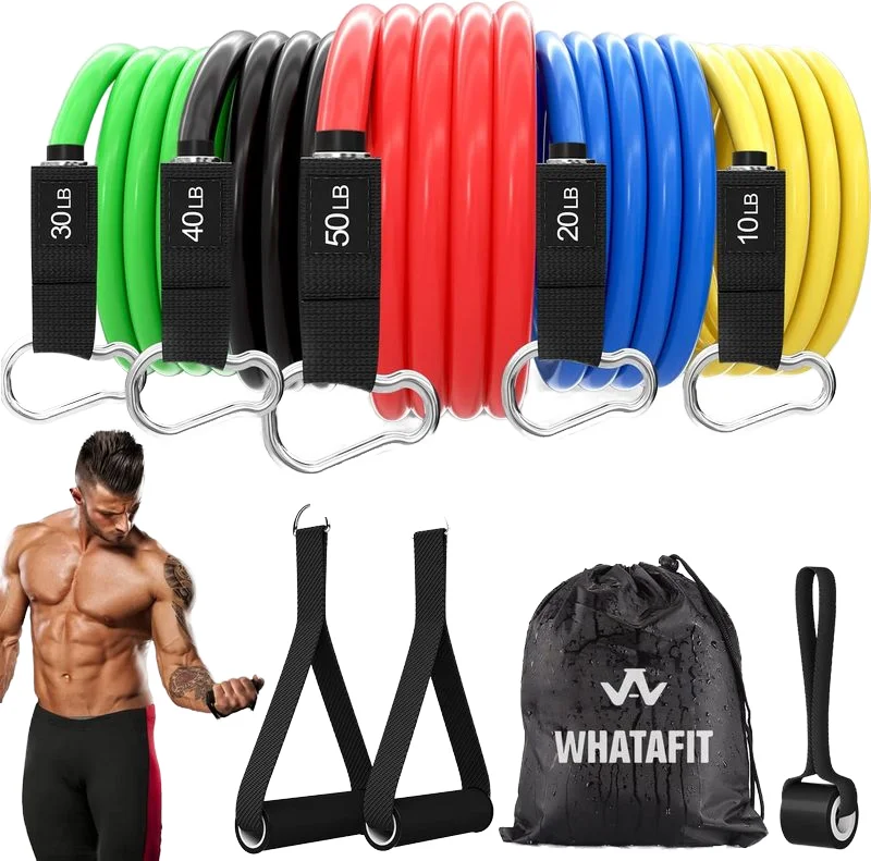 T317 11PC Home Fitness Loop Exercise natural rubber Resistance Bands Set Elastic Pull Ropes for Indoor Strength Training