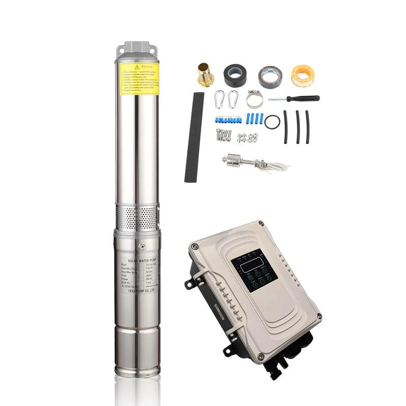120m head submersible solar pump feili river water solar borehole pump with controller and solar water pump
