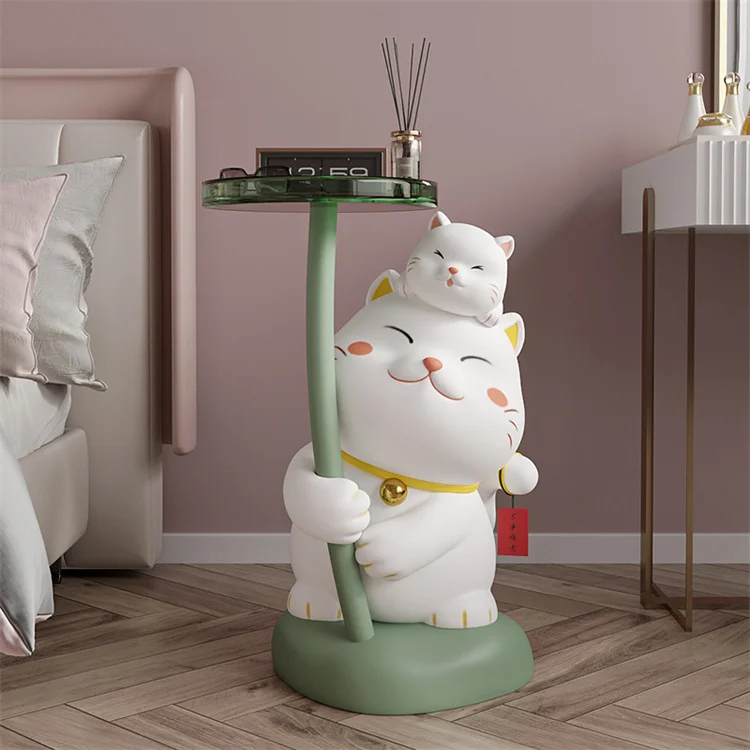 Creative cartoon fortune cat large floor decoration home living room sofa side key tray decoration housewarming gift