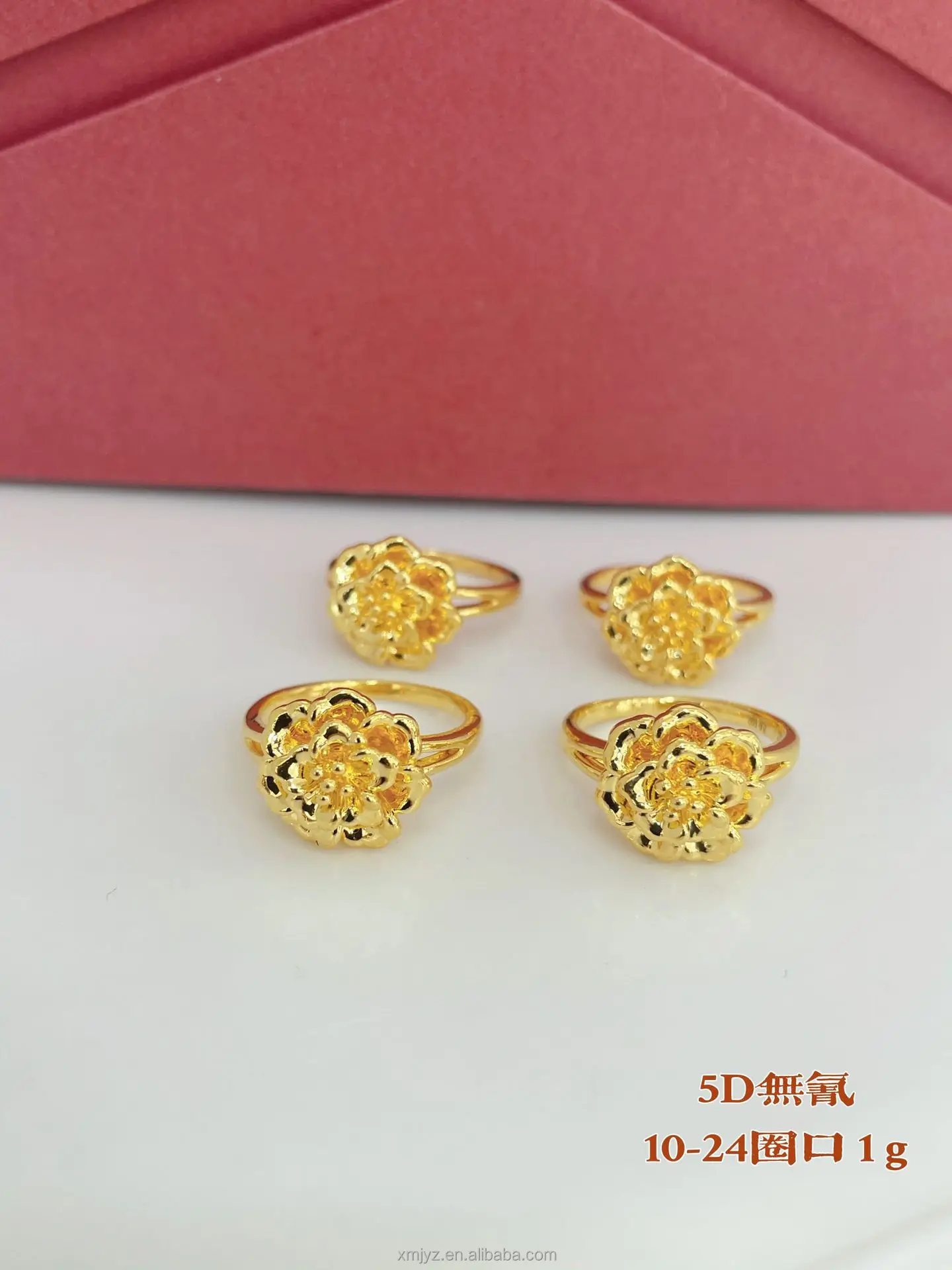 Certified In Stock Wholesale 5D Cyanide-Free Ring Multi-Ring Mouth Can Choose 999 Pure Gold Smiley Ring Fashion Versatile