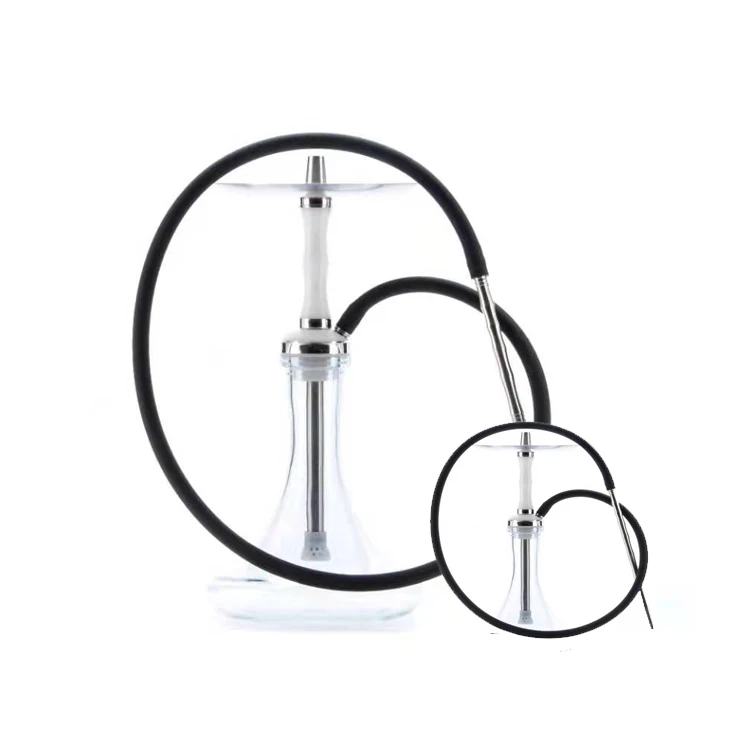 Glass shisha stainless steel custom logo glass bottle water hookah pipe smoking