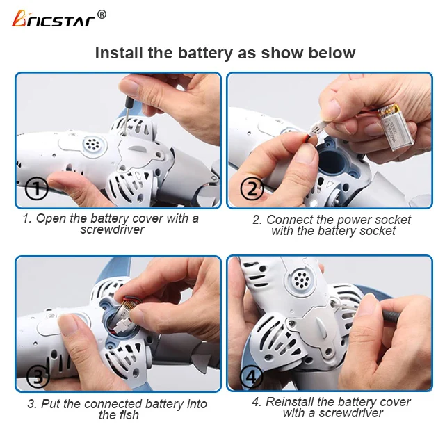 Bricstar High quality Full Function waterproof 2.4G Remote control shark toy with spray water and light