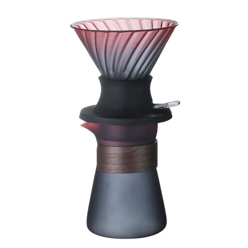 Wholesale Handmade Borosilicate Glass Pour over Coffee and Tea Set Stainless Steel Coffee Filter Hand Drip Coffee Pot
