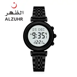 Al Fajr Azan Digital Ladies Islamic Watch Muslim Prayer Time Azan Qibla Black Color Relojes Watches ALZUHR506