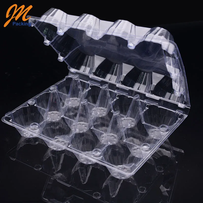 Оптовая продажа, одноразовый прозрачный пластиковый лоток для яиц из ПЭТ/ПВХ в блистере с 12 отверстиями