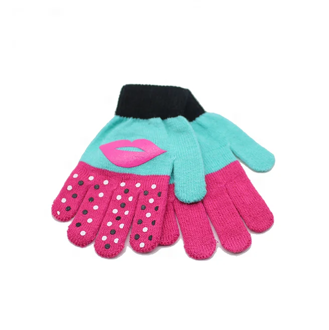 Модные вязаные акриловые детские рукавицы с милым принтом на заказ