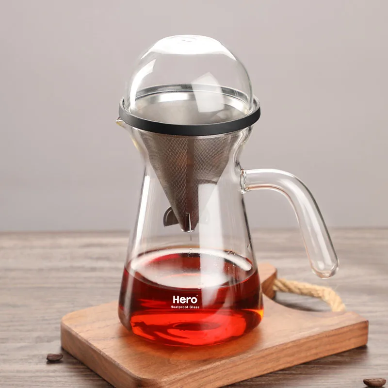 Portable home brew hot sale stainless filter coffee pot maker pour over dripper pot server
