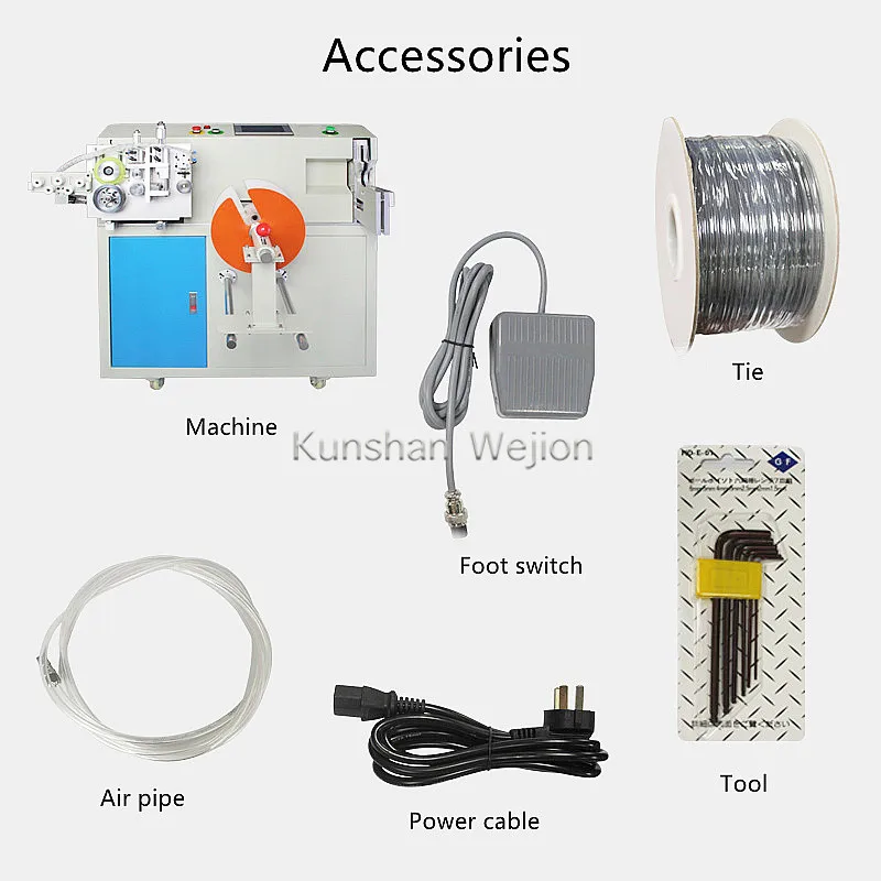 Length measuring electric wire spooling cable bobbin wind rewind tie tying machine