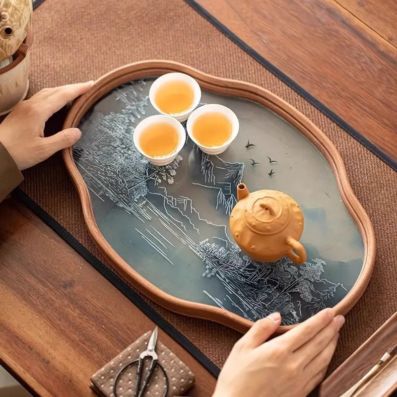 Маленький лоток для чая из бамбукового стекла