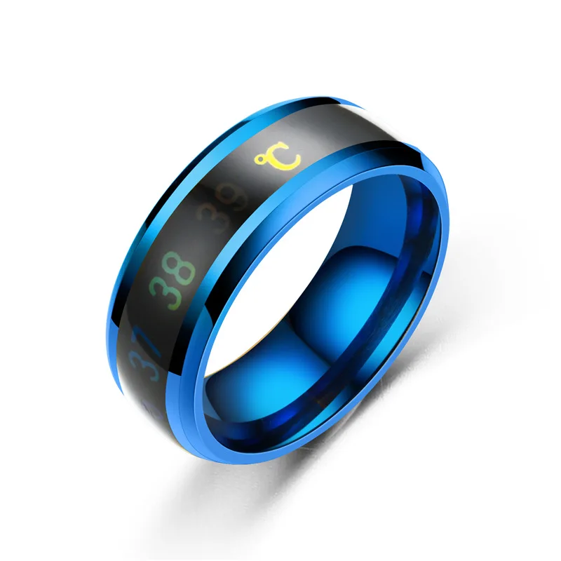 2021 New Fashion Adjustable Rings Stainless Steel Intelligent Temperature Couple Ring Mood Temperature Display Ring